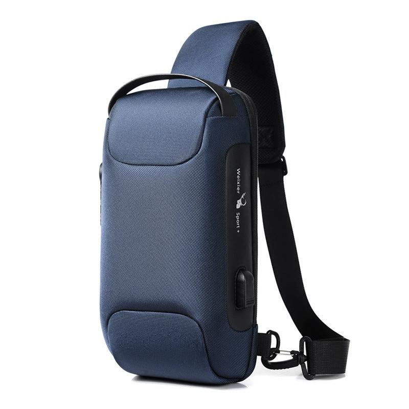 Waterproof USB Anti-theft Bag Men Oxford Crossbody Shoulder Bag Sling Multifunction Short Travel Messenger Chest Pack - 24/Alaner Store