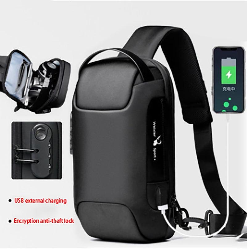 Waterproof USB Anti-theft Bag Men Oxford Crossbody Shoulder Bag Sling Multifunction Short Travel Messenger Chest Pack - 24/Alaner Store