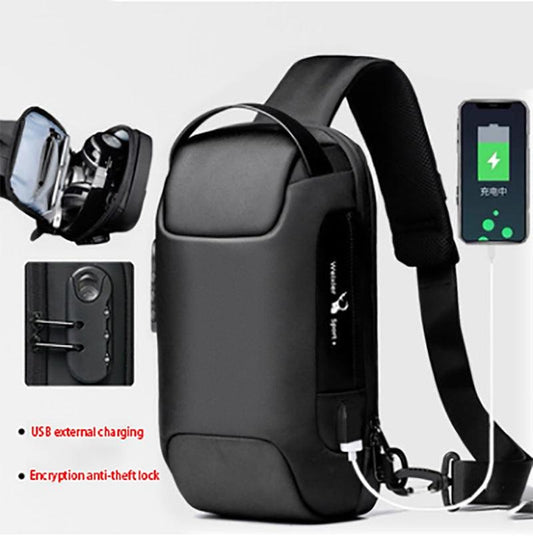 Waterproof USB Anti-theft Bag Men Oxford Crossbody Shoulder Bag Sling Multifunction Short Travel Messenger Chest Pack - 24/Alaner Store