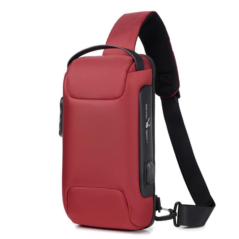 Waterproof USB Anti-theft Bag Men Oxford Crossbody Shoulder Bag Sling Multifunction Short Travel Messenger Chest Pack - 24/Alaner Store