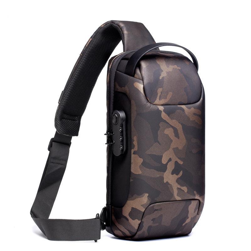 Waterproof USB Anti-theft Bag Men Oxford Crossbody Shoulder Bag Sling Multifunction Short Travel Messenger Chest Pack - 24/Alaner Store