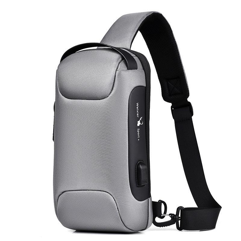 Waterproof USB Anti-theft Bag Men Oxford Crossbody Shoulder Bag Sling Multifunction Short Travel Messenger Chest Pack - 24/Alaner Store