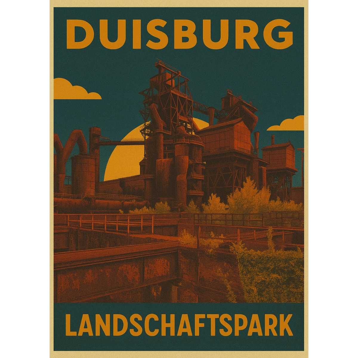 Landschaftspark Duisburg-Nord – Retro Poster im 70er-Look