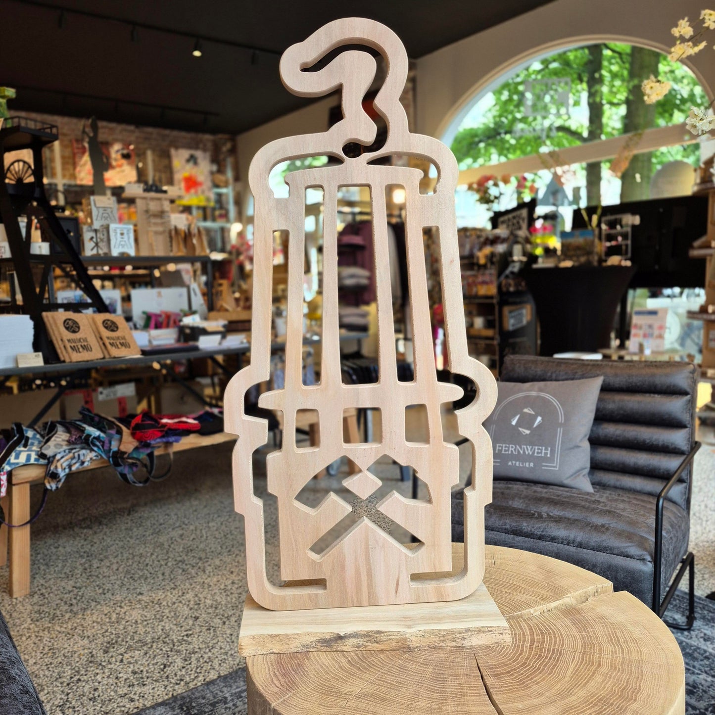 Grubenlampe Holz XXL