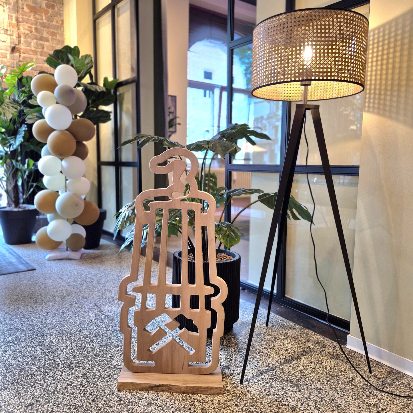 Grubenlampe Holz XXL