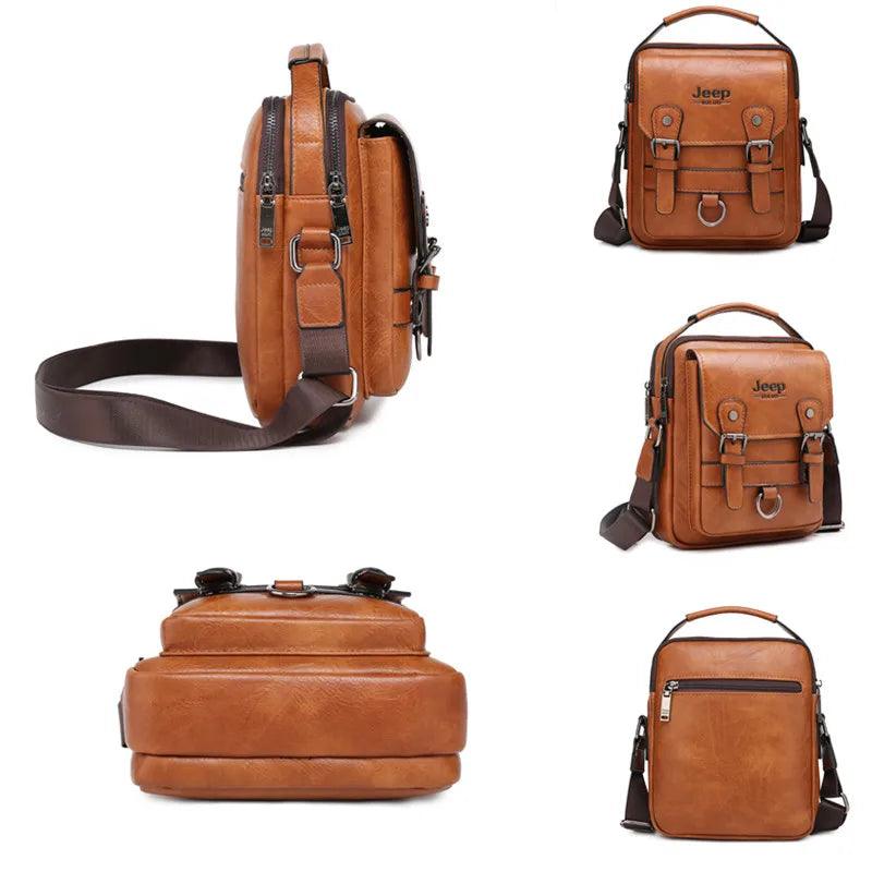 JEEP BULUO Multifunktionale Business-Handtasche für Herren – Neue große Schultertasche, Messenger-Bag aus Leder mit hoher Kapazität, Crossbody-Tasche - 24/Alaner Store