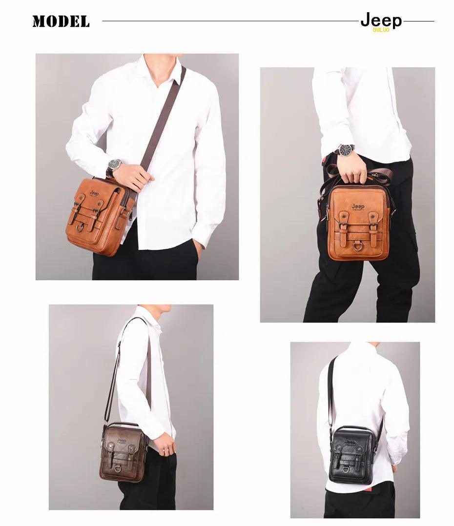 JEEP BULUO Multifunktionale Business-Handtasche für Herren – Neue große Schultertasche, Messenger-Bag aus Leder mit hoher Kapazität, Crossbody-Tasche - 24/Alaner Store