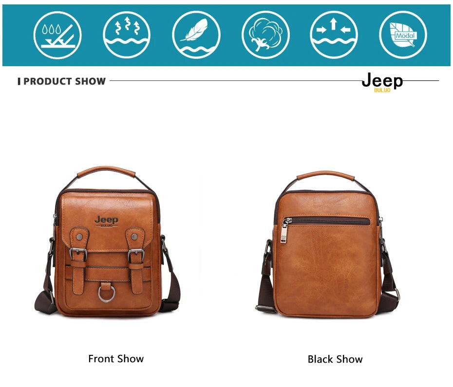 JEEP BULUO Multifunktionale Business-Handtasche für Herren – Neue große Schultertasche, Messenger-Bag aus Leder mit hoher Kapazität, Crossbody-Tasche - 24/Alaner Store