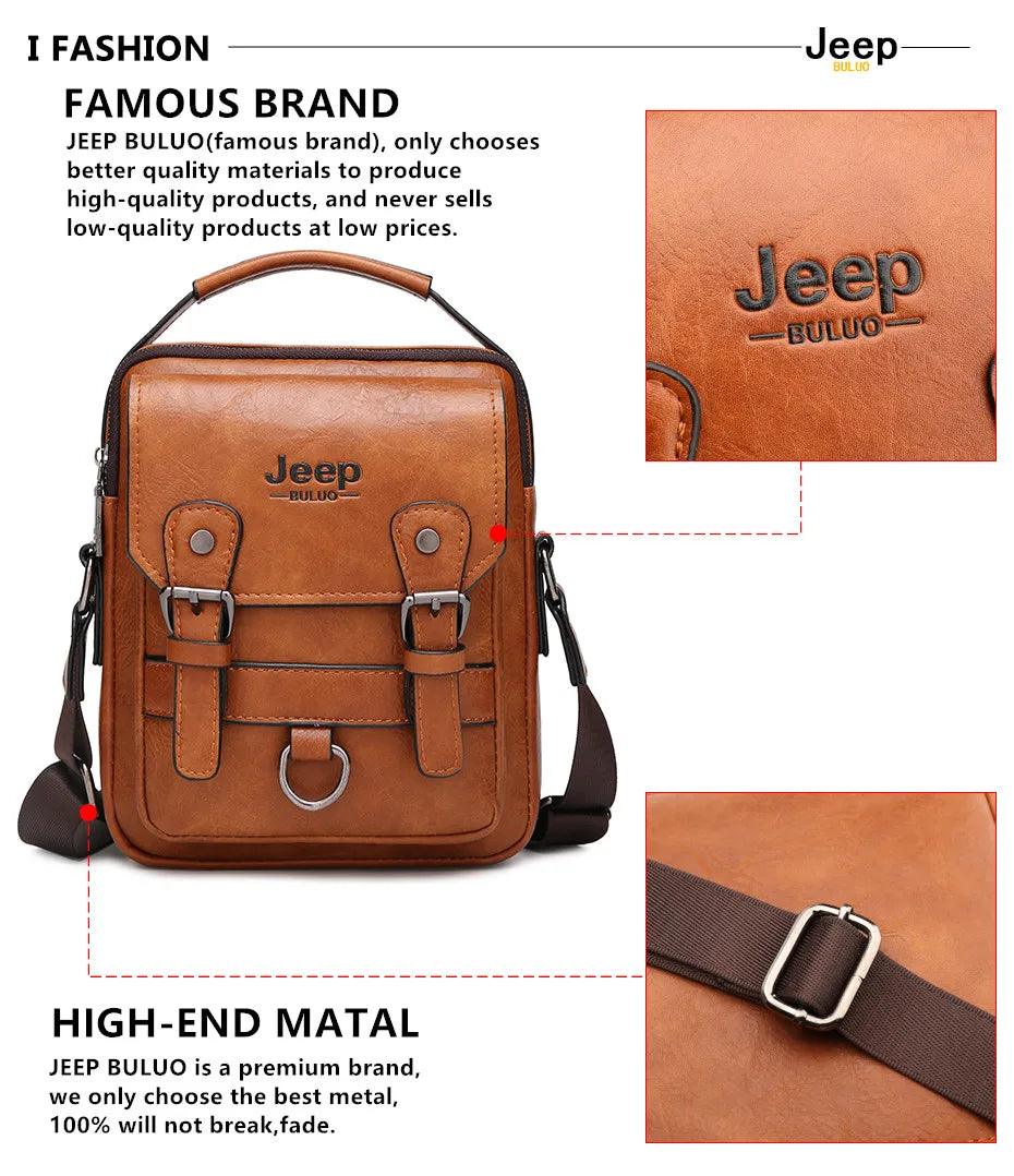 JEEP BULUO Multifunktionale Business-Handtasche für Herren – Neue große Schultertasche, Messenger-Bag aus Leder mit hoher Kapazität, Crossbody-Tasche - 24/Alaner Store