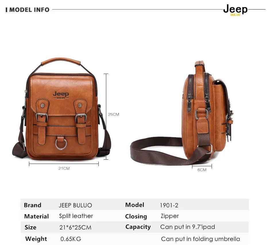 JEEP BULUO Multifunktionale Business-Handtasche für Herren – Neue große Schultertasche, Messenger-Bag aus Leder mit hoher Kapazität, Crossbody-Tasche - 24/Alaner Store