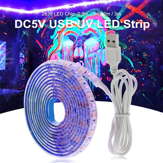 UV LED Strip Light 5V DC 2835 0.5M 1M 2M Waterproof  Purple Ribbon Schwarzlicht