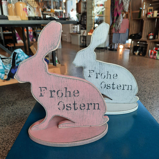 Hase Holz mit Ständer rosa oder grau