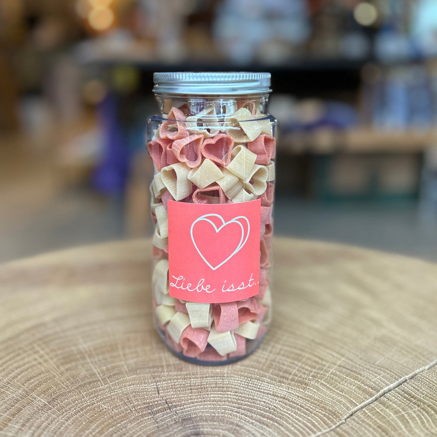 Herz Pasta "Liebe isst" 200g im PET Glas