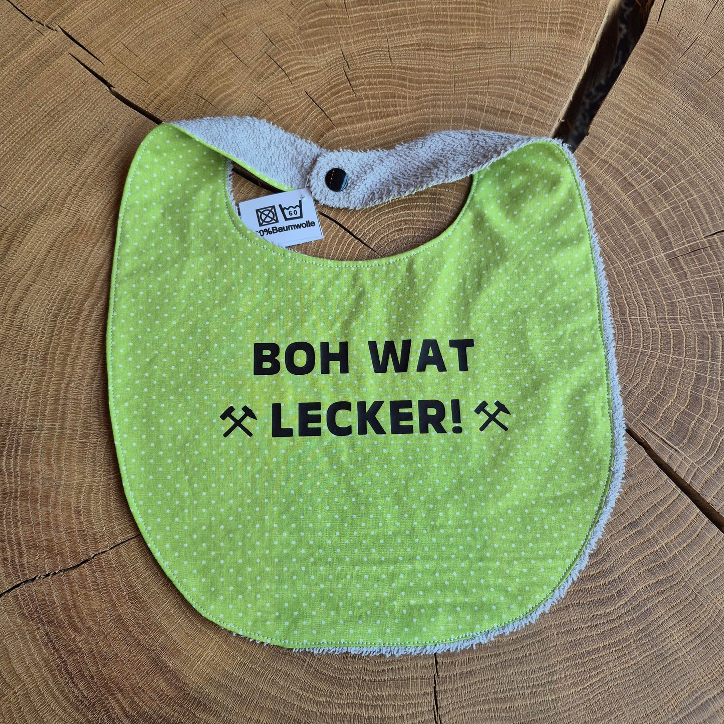Lätzchen handgenäht 100% Baumwolle mit Ruhrpott-Spruch