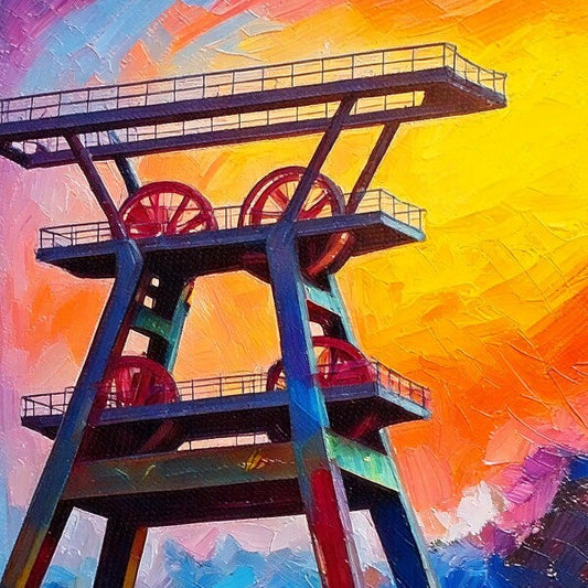 Ruhrpott Förderturm in Öl - Premiumdruck