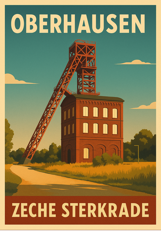Zeche Sterkrade Oberhausen – Retro Poster im 70er-Look
