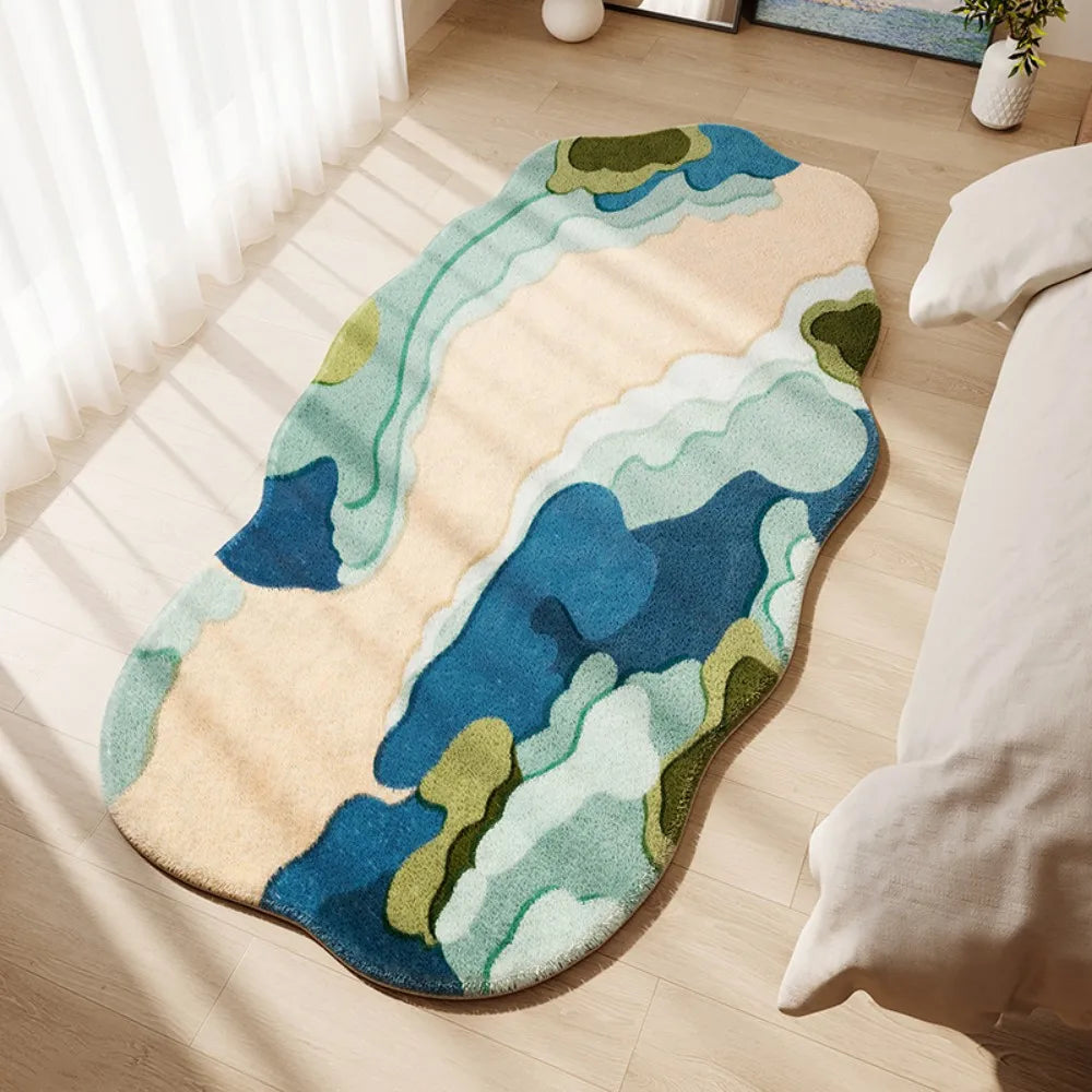 Abstrakter Plüsch-Teppich – Bunt, Warm & Rutschfest