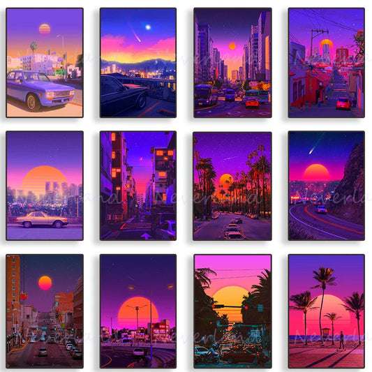 Vintage Neon Steam Wave Style Poster