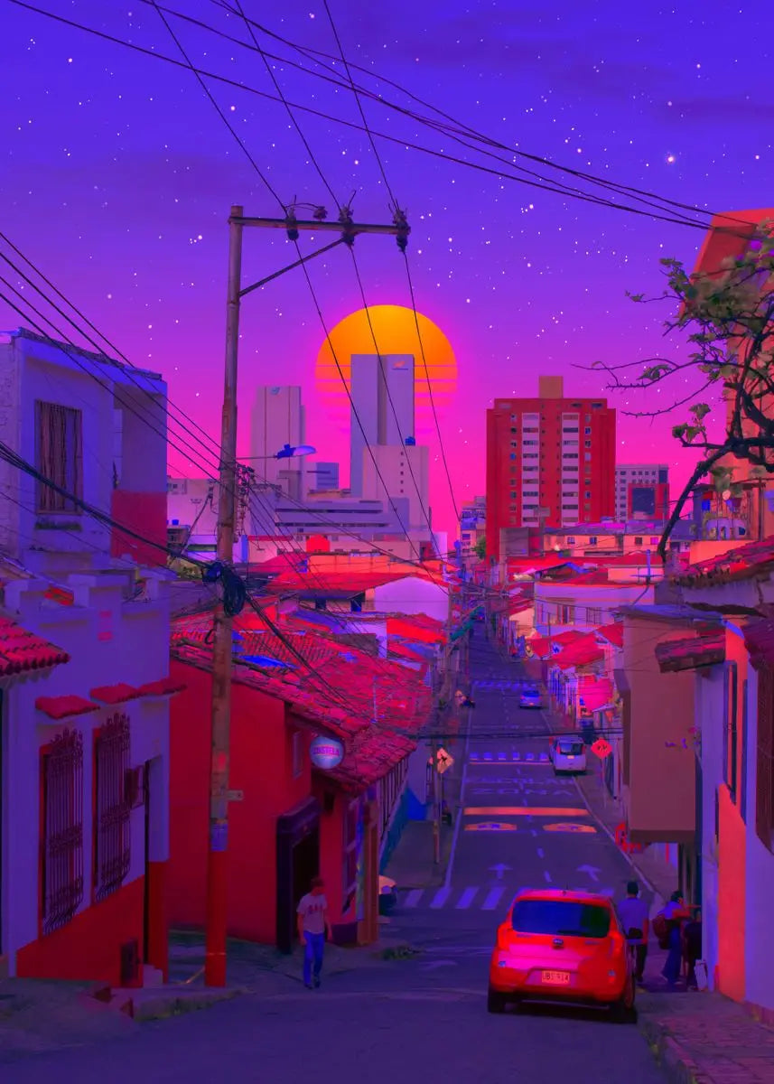 Vintage Neon Steam Wave Style Poster