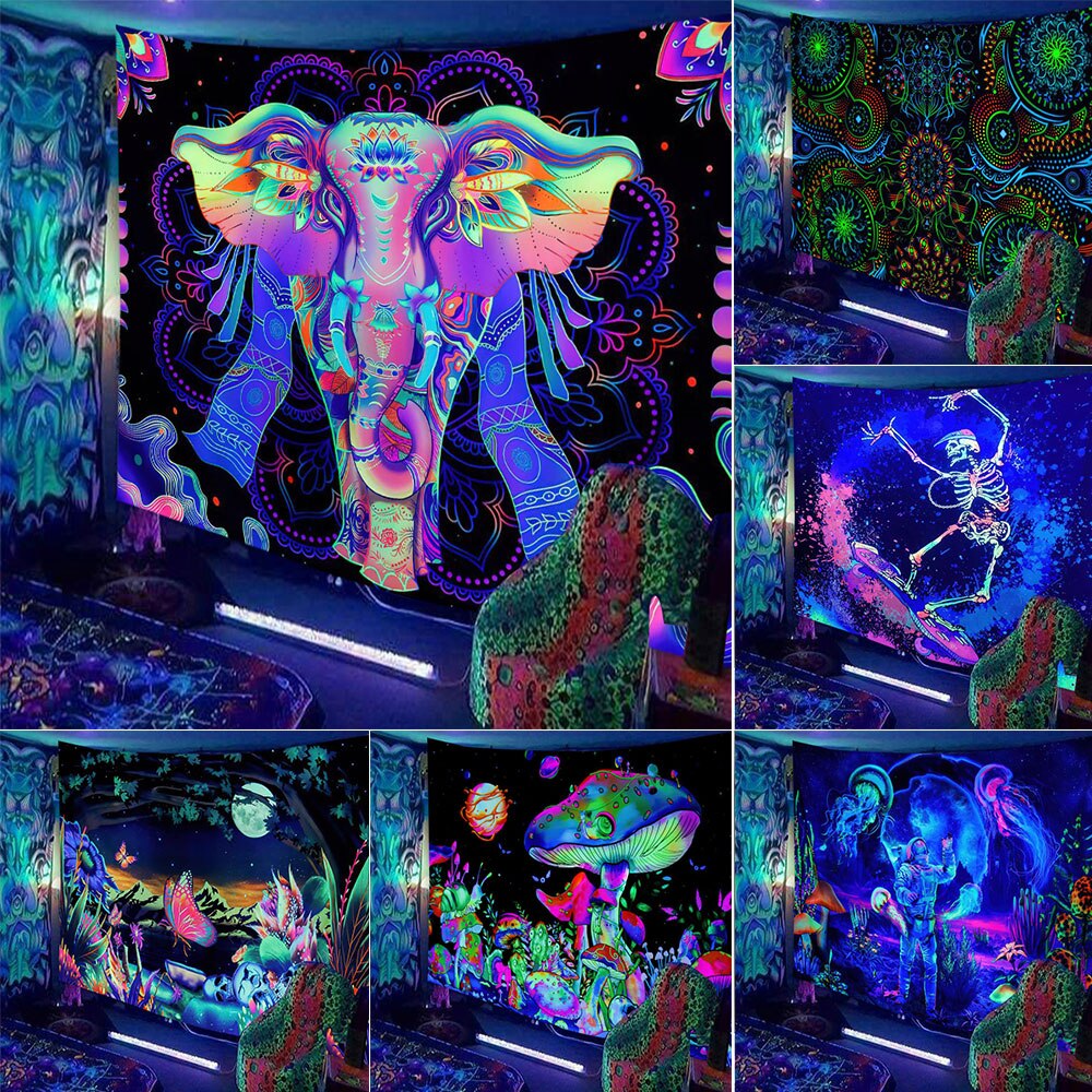 Animals Hippie Psychedelic Schwarzlichtposter