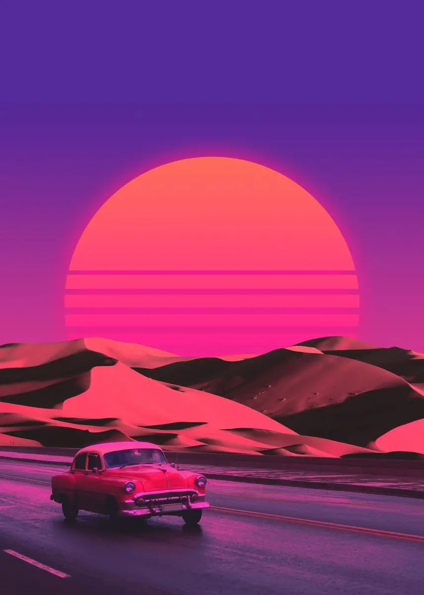 Vintage Neon Steam Wave Style Poster