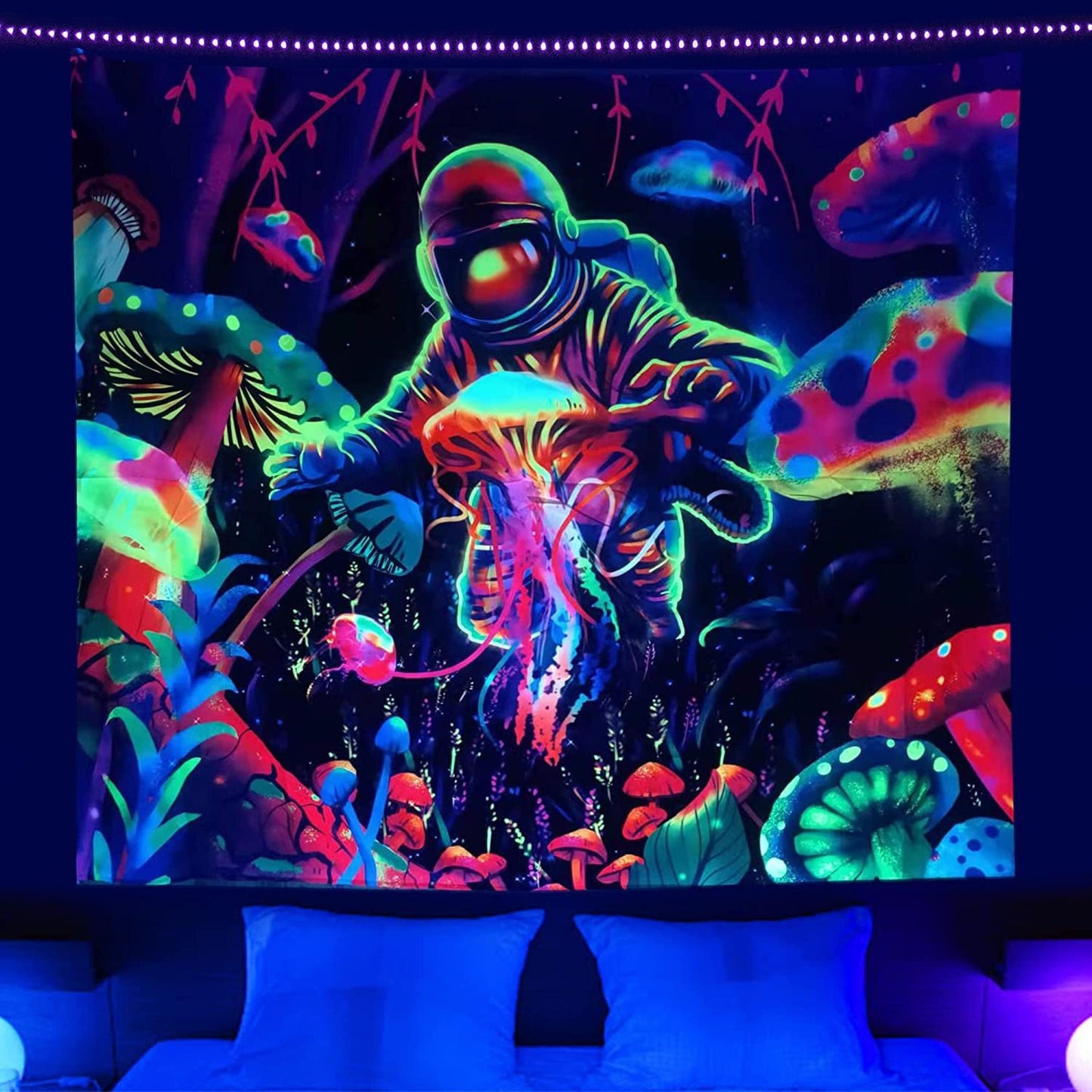 Luminous Tree of Life Psychedelic Mushroom Schwarzlichtposter