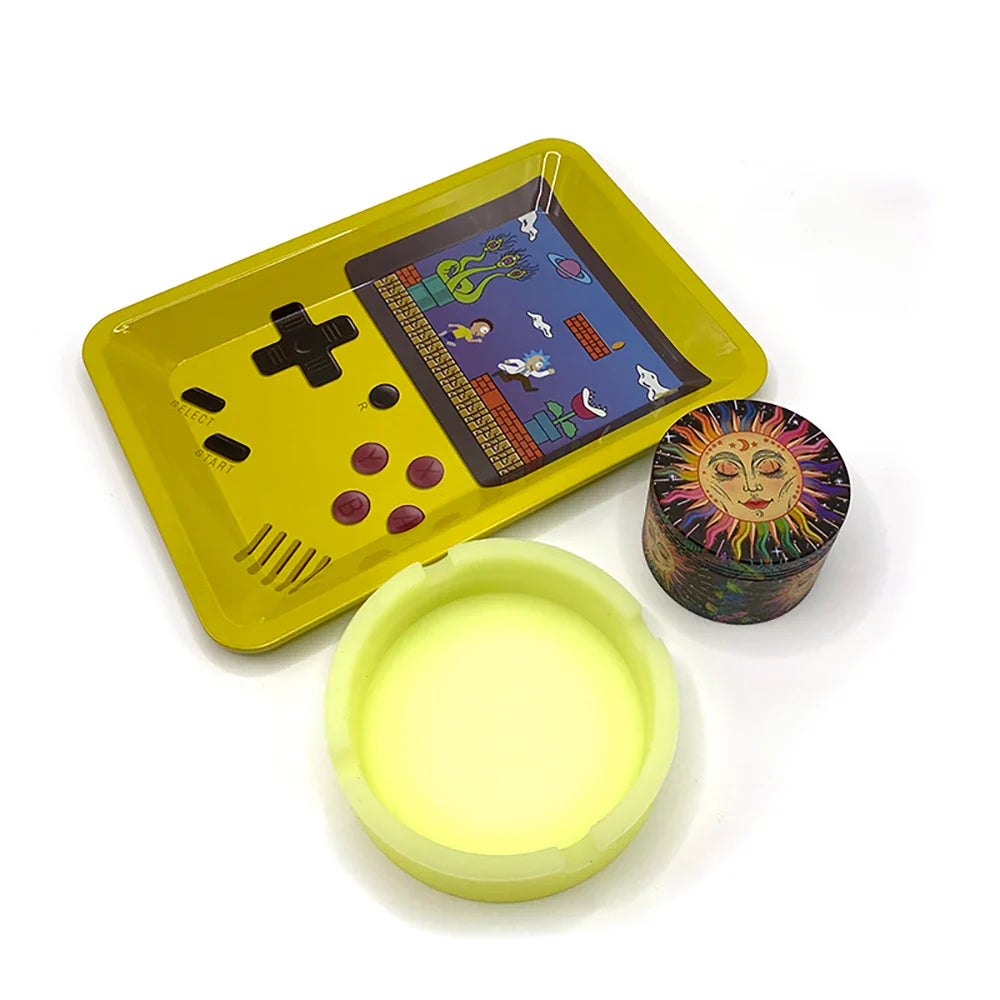 50 mm Tabak- & Kräutergrinder Set mit Rolling Tray & Aschenbecher