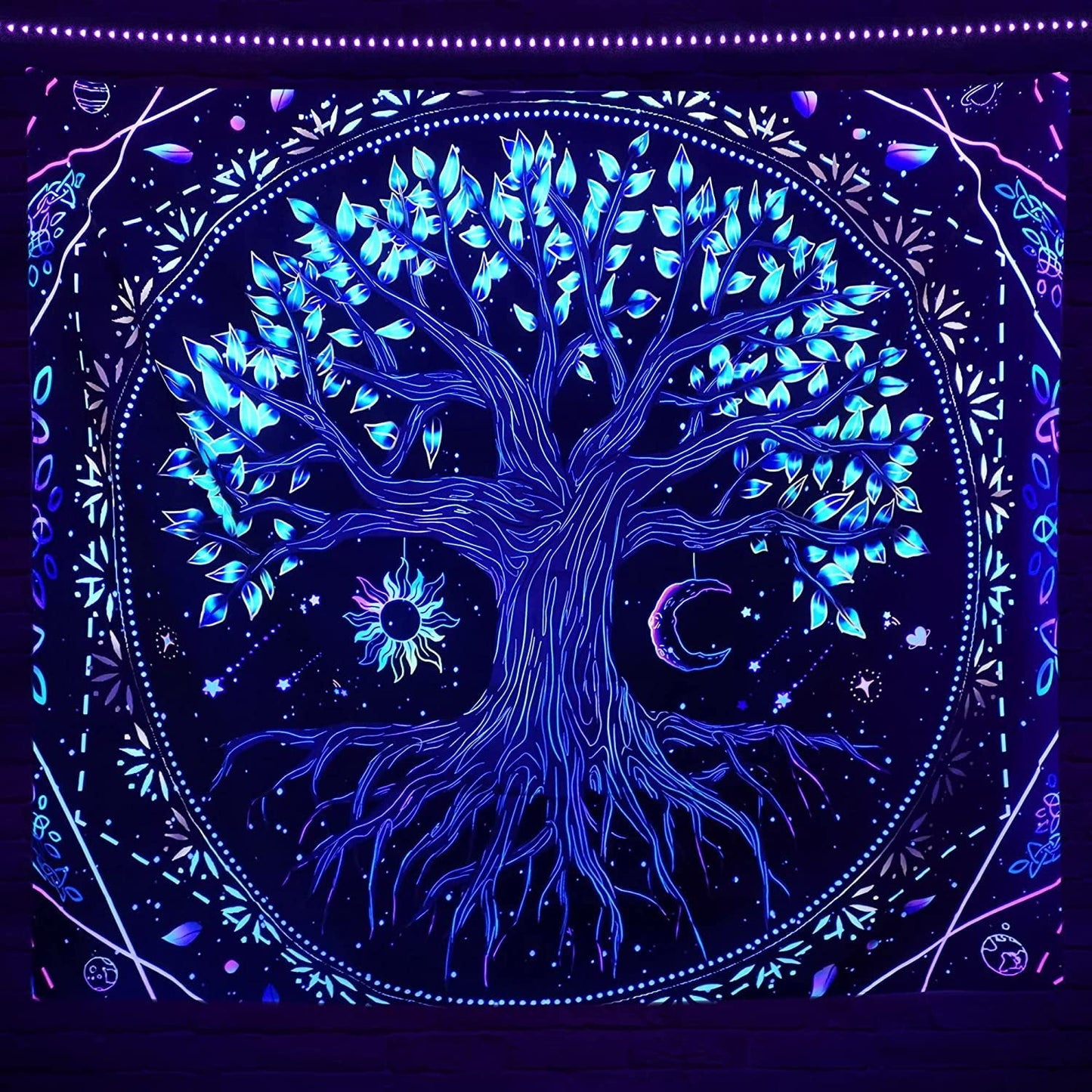 Luminous Tree of Life Psychedelic Mushroom Schwarzlichtposter