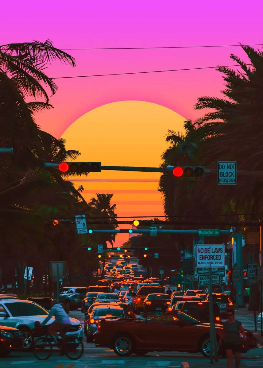 Vintage Neon Steam Wave Style Poster