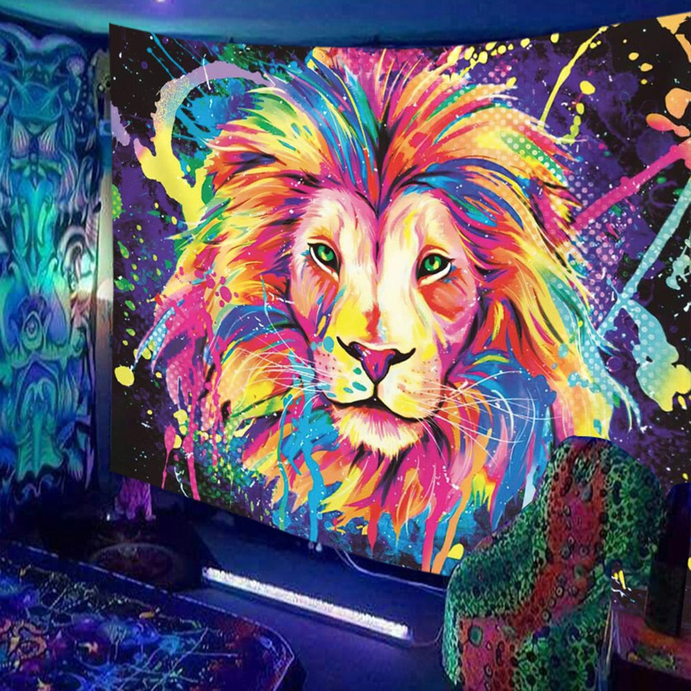 Animals Hippie Psychedelic Schwarzlichtposter