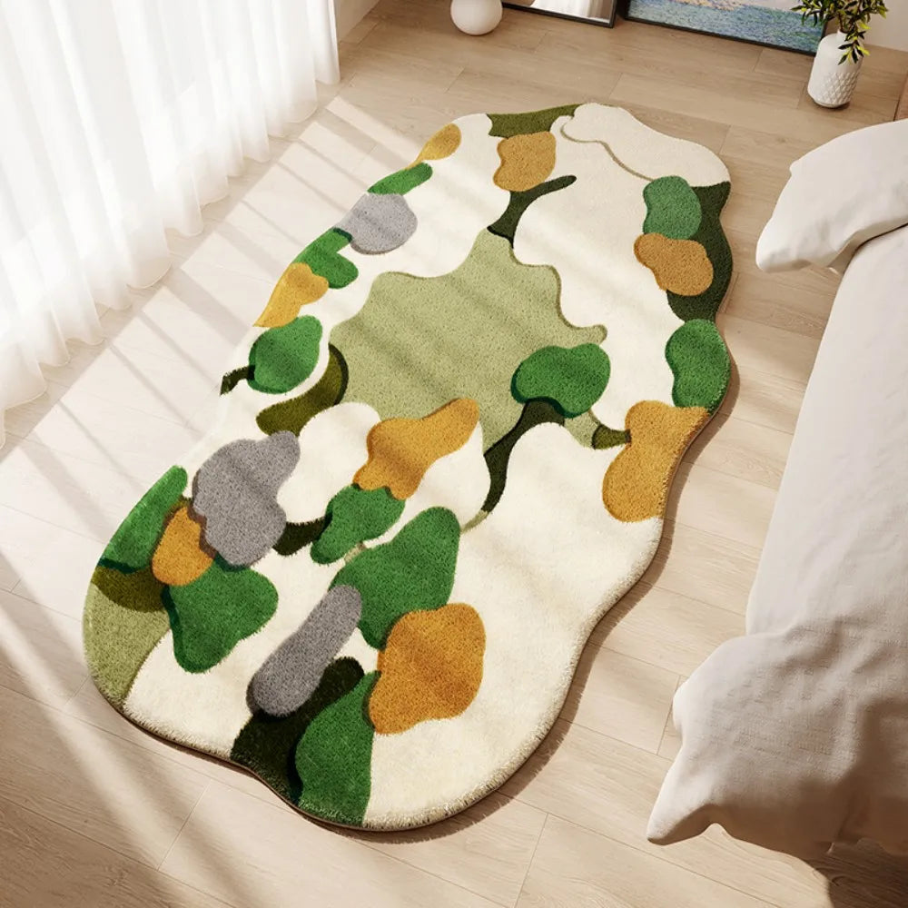 Abstrakter Plüsch-Teppich – Bunt, Warm & Rutschfest