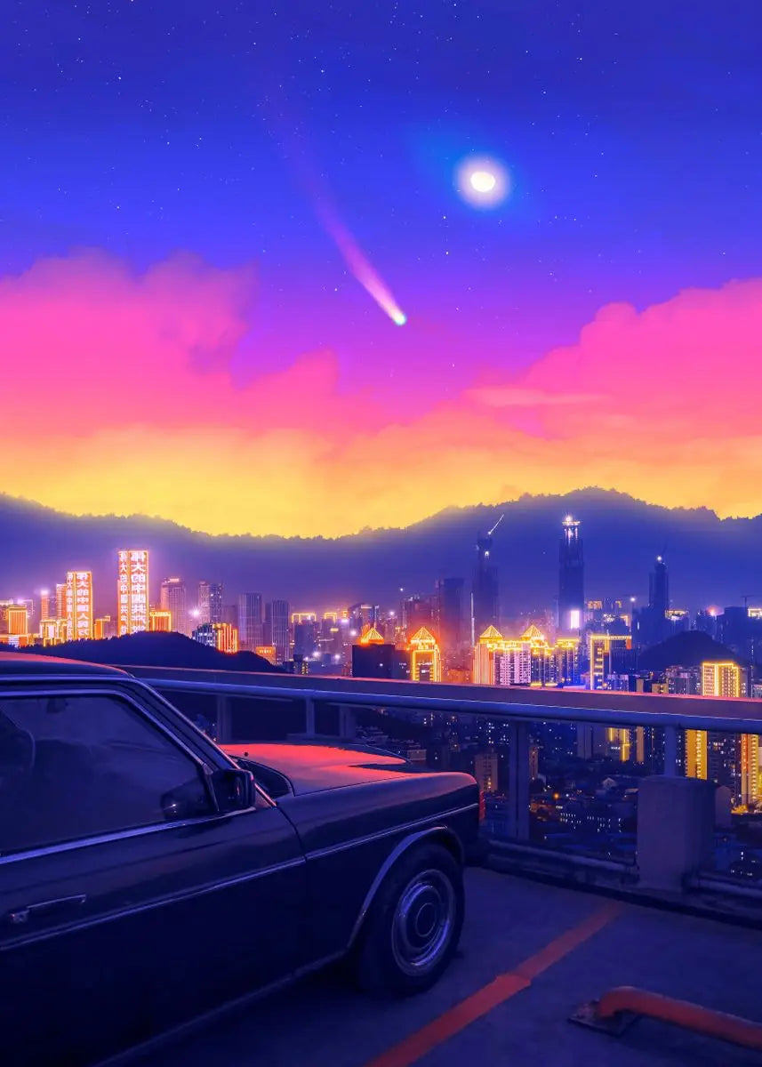 Vintage Neon Steam Wave Style Poster