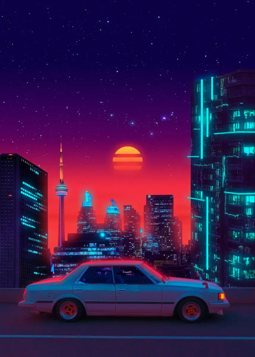 Vintage Neon Steam Wave Style Poster