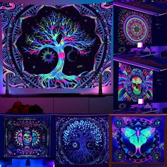Luminous Tree of Life Psychedelic Mushroom Schwarzlichtposter