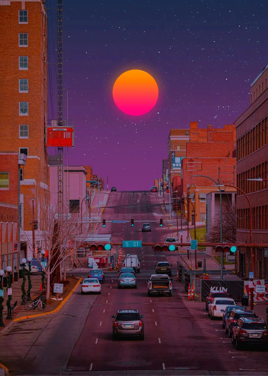 Vintage Neon Steam Wave Style Poster