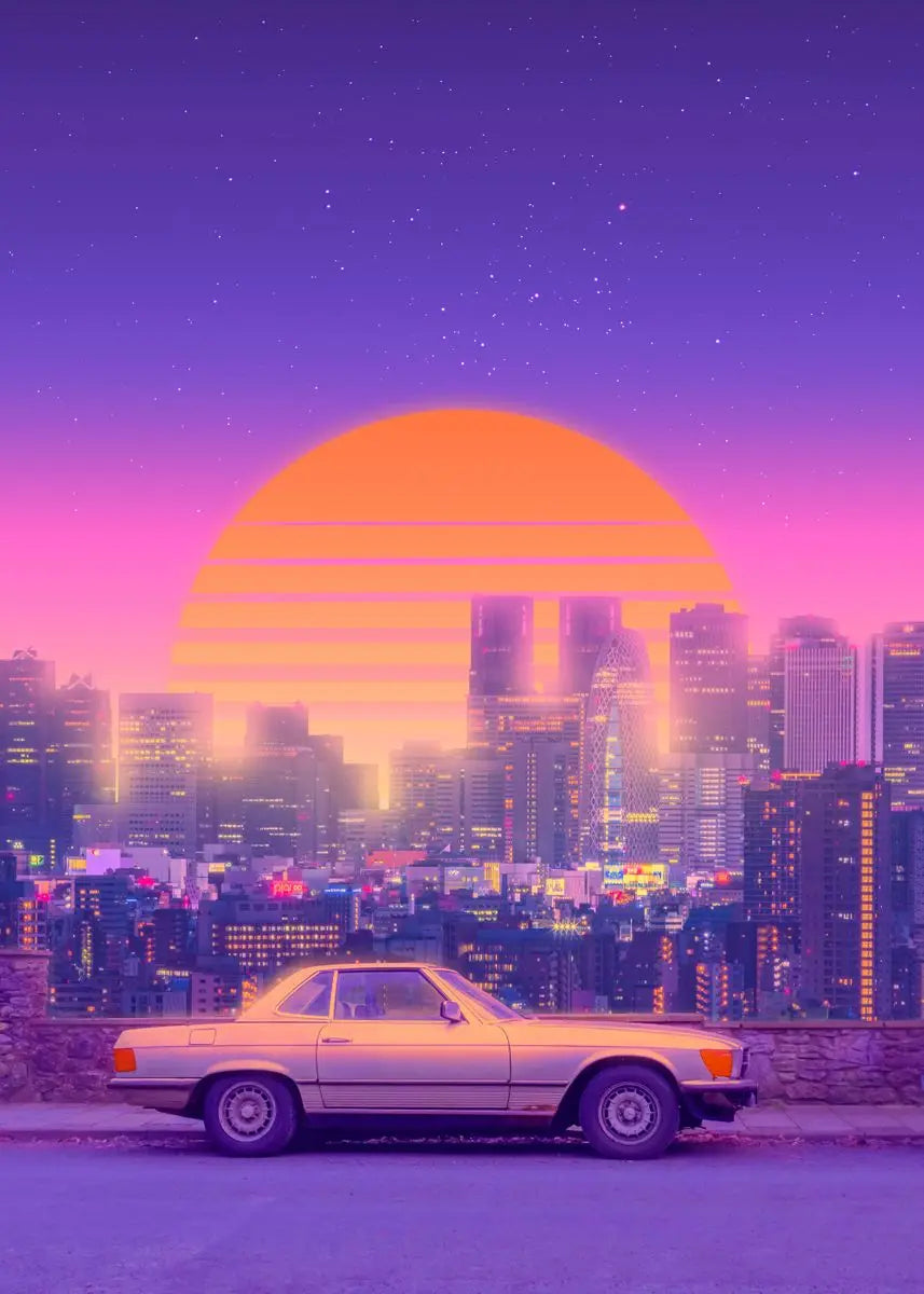 Vintage Neon Steam Wave Style Poster