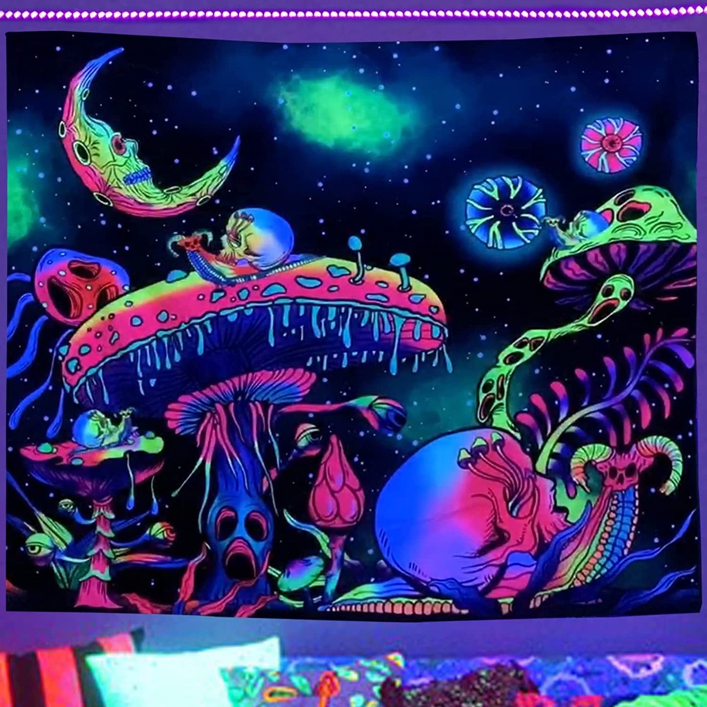 Luminous Tree of Life Psychedelic Mushroom Schwarzlichtposter