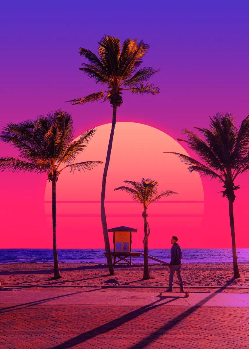 Vintage Neon Steam Wave Style Poster