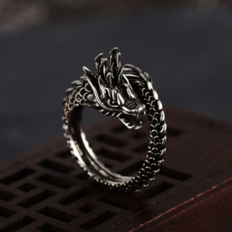 Vintage Drachen Verstellbare Ringe für Herren - Retro Gothic Design