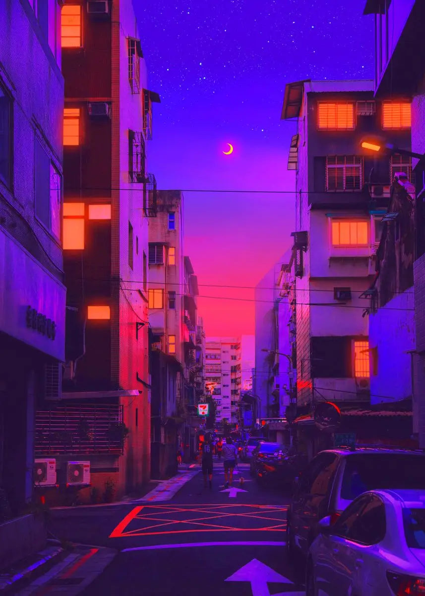 Vintage Neon Steam Wave Style Poster