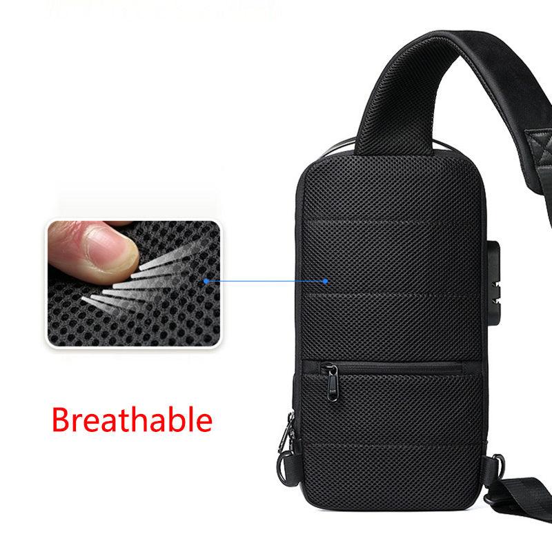 Waterproof USB Anti-theft Bag Men Oxford Crossbody Shoulder Bag Sling Multifunction Short Travel Messenger Chest Pack - 24/Alaner Store